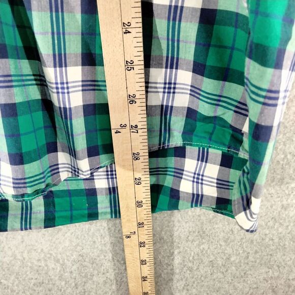 L.L. Bean Mens Size Large Green Blue Plaid Cotton Button Down Casual Shirt - Picture 4 of 10